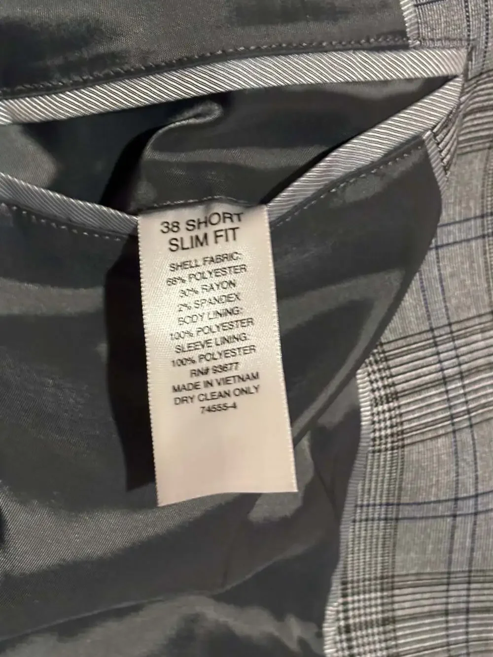 JF J.Ferrar Men's Slim Fit Gray Plaid Two-Button Blazer Sport Coat
